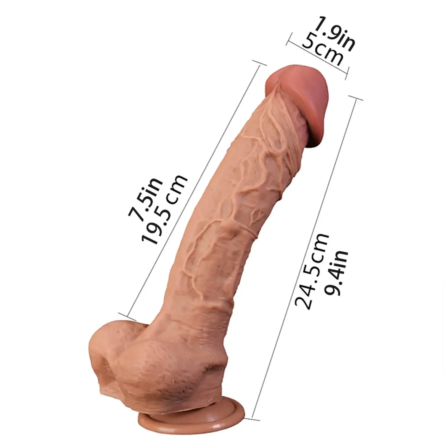 Gerçekçi Silikon Dildo 24,5 cm – Esnek Tasarım