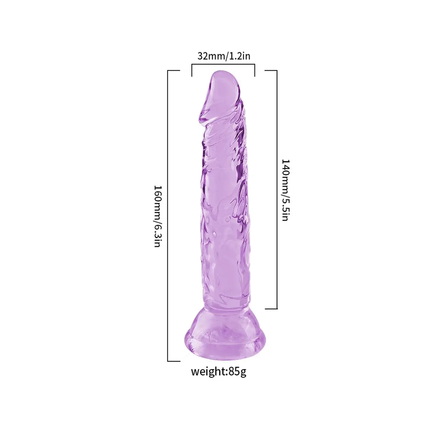 Şeffaf Silikon Gerçekçi Dildo 14 cm - Mor