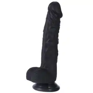 Gerçekçi Dildo: Siyah 22 cm Güçlü Vakum Tabanlı ve Esnek