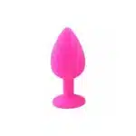 Pembe silikon anal plug, elmas detaylı