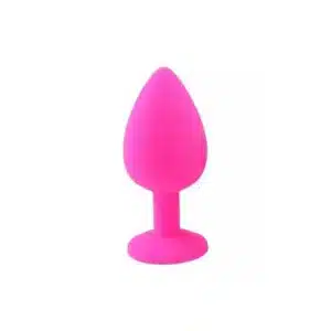 Pembe silikon anal plug, elmas detaylı
